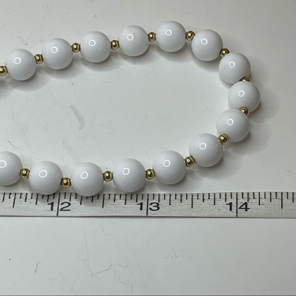 Monet Necklace White and Gold Beads - Picture 4 of 4